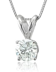 14k White Gold Solitaire Diamond Pendant Necklace (GH, I1-I2, 0.50 carat)