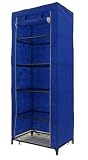 Blue 5 Tier Portable Storage Wardrobe Rack Organiser with Non Woven Protective Cover