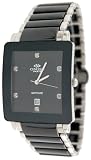 Oniss #ON603-M1 Men's Preziosio Black Ceramic Collection Watch with Silver Trim