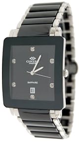 Oniss #ON603-M1 Men's Preziosio Black Ceramic Collection Watch with Silver Trim
