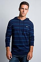 Long Sleeve Slub Jersey Striped Hooded T-Shirt