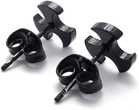 ZMSTORE Jewelry Men's Stainless Steel Black Stud Earrings Blade Style, 2pcs, Color Black