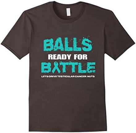 Men's Balls Ready for Battle Testicular Cancer Awareness TShirt Large Asphalt