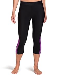 SKINS Women's Thermal Compression 3/4 Capri Tights, Black/Violet, X-Large