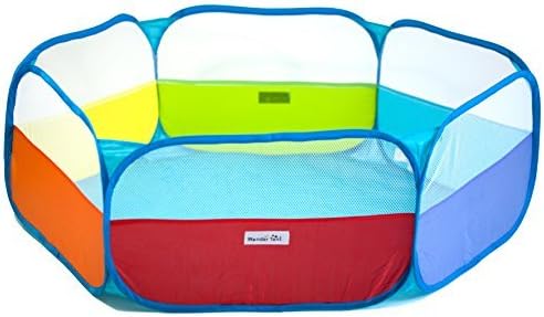 Rainbow Hexagon Children Twist Playpen w/ Safety Meshing for Child Play Visibility &amp; Carry Tote - Hexagon Pen by Wonder Tent