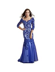 V-neck Chiffon Lace  Mermaid Evening Dress/Wedding Dress  With Rhinestones