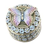 Adonis Butterfly on Round Flowers Jeweled Trinket Box