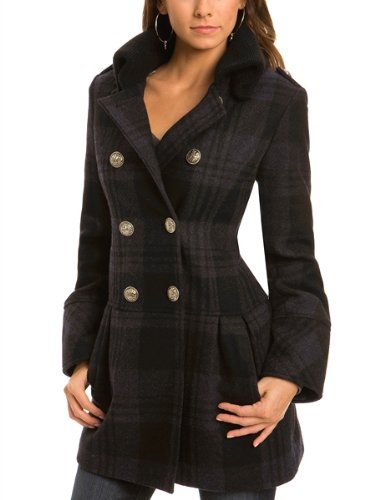 GUESS Elizabeth Plaid Peacoat