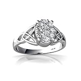 14K White Gold White Diamond Celtic Trinity Ring