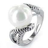 Antiqued Silvertone Pearl Fashion Ring