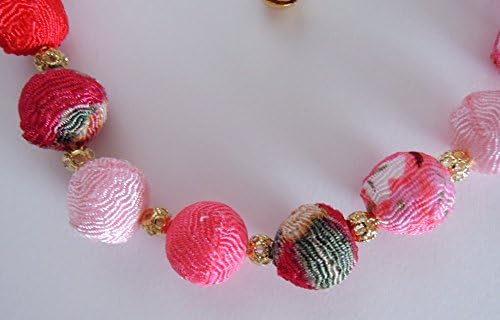Khusus zakka chirimen dama Collar with adjuster for Cat Pink M size