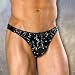 Men's Studded Patent PVC Thong Lycra Back in Black One Size