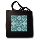 IMAGE OF Turquoise Quilt Pattern - Black Tote Bag 14w X 14h X 3d