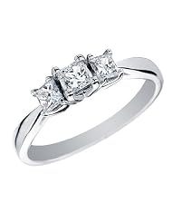 Certified Princess Cut Diamond Engagement Ring and Three Stone Anniversary... by 