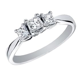 Princess Cut Diamond Engagement Ring and Three Stone Anniversary Ring 1/2 Carat (ctw) in 14K White Gold