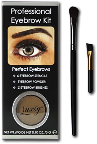 Professional Eyebrow Kit By Luxsy - Kit Includes Brow Stencils Inspired By Celebrity Eyebrow Shapes, Brow Powder, Two Brushes - Solve Any Brow Problem and Get Perfectly Shaped Eyebrows in Minutes!