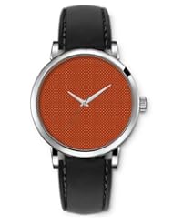 SPRAWL Aanalog Fashion Series Silver Ladies Watches of Genuine Black Leather Strap,Unique Wrist Watch for Women Girls Designed with White dots on red background brown