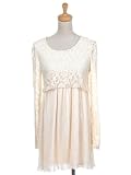 Anna-Kaci S/M Fit Apricot Beige Long Sleeve Formal Evening Party Dress