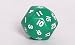 Koplow Opaque d30 Dice, Green with White numbers