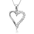 10k White Gold Heart Diamond Pendant Necklace (HI, SI-I, 0.25 carat)