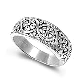 Sterling Silver Ring - Flowers - 9mm x 5mm (Sizes 6-10)