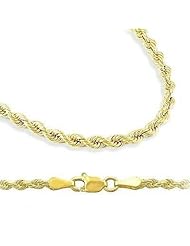 10K Yellow Gold Hollow Rope 3.0mm gauge