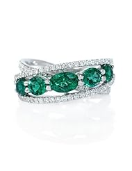 Diamond and Emerald 18k White Gold Ring