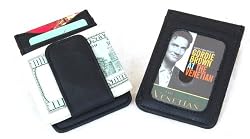 Fine Leather Hand Crafted Mans Man's Mens Men's Mini Wallet Credit Card Holder with Magnetic Money Clip
