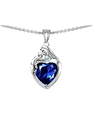 Original Star K (tm) Loving Mother With Child Family Pendant With 8mm Heart Shape Created Opal in 925 Sterling Silver