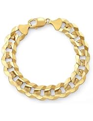 14k Italy Yellow Gold 12.4mm Cuban Curb Link Chain Bracelet 8.5" Inches