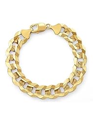 14k Italy Yellow Gold 13.9mm Cuban Curb Link Chain Bracelet 9" Inches