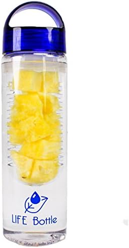 Life Bottle High Quality Fruit Infuser Water Bottle - Made from BPA Free Tritan Plastic, Makes Perfect Gift or Stocking Stuffer Comes with FREE Top 50 Infuser Recipe E-Book! (Blue)