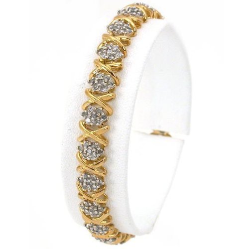 10K Gold 3cttw Diamond Hugs & Kisses Tennis Bracelet 7