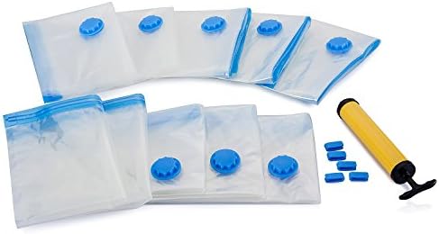 Space Saver Vacuum Seal Storage Bags, Landoom Combo Pack of 10 (XL,Large,Medium,Travel) - with Air Pump