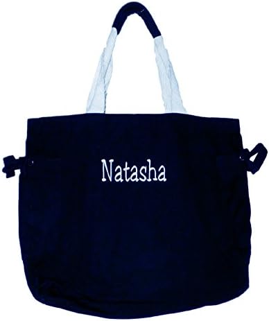 Custom Personalized 16" Cotton Tote Bag with Drawstring Side Pockets (Personalized, Navy)