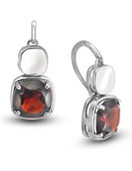 CleverEve Luxury Series Rhodium Plated Frenchwire Sterling Silver Earrings w/ Prong Set Cushion Cut Natural Genuine Garnet Stones 8.49 ct. tw.
