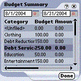 MyBudget for Palm OS downloadable Software