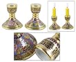 Benjarong porcelain candleholders, 'Glad Petals' (pair)