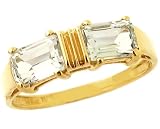 14K Yellow or White Gold Twin Octagon Gemstone Ring-White Topaz-full, half sizes from 5-8.5