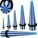 UV Expanders White & Blue Color Stripes Candy Taper with O Ring, 2g - Sold as a Pair