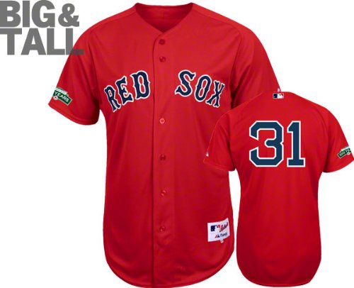 Jon Lester Jersey: Big & Tall Boston Red Sox #31 Alternate Scarlet Authentic Jersey with Fenway Park 100th Year Anniversary Patch