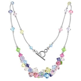 New Sterling Silver Multicolor Swarovski Crystal Necklace