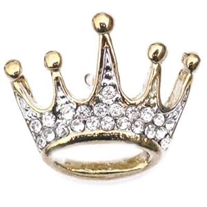 Gold Plated Rhinestone Crown Pin