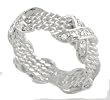 Sterling Silver X Style CZ Band with Braided Accents