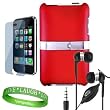 3 Item Bundle for Apple iPod Touch 3rd generation: includes Red Custom Case with Durable Metal Kick Stand + Screen Protector + iPod Earphones with Microphone + Live*Laugh*Love WristBand!!!