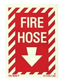41GRFP%2BUtmL. SL160  Jessup FS 7520 F 208 Fire Hose   Sign with Arrow, Photoluminescent Letters on Red Background, 5 by 7 Inch