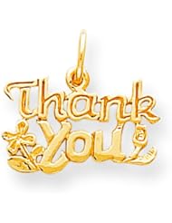 10K Yellow Gold Flower Thank You Charm Pendant Jewelry