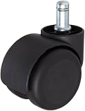 ER Wagner Light Duty Stem Swivel Chair Caster 2 3/16 Black Polyurethane Wheel 1 1/2 Barrel 75 lbs Load Capacity 6 Per Pack