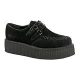 V-CREEPER-502S -- 2 Inch Mens Sizing Platform Basic Veggie Suede Creeper Shoe Punk Goth Rockabilly Blue or Black or Red PLEASER