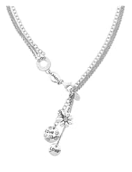 The Seventeen Magazine Jewelry Collection- Sterling Silver Multi Chain Necklace with White Topaz Accent in the Flowers Center